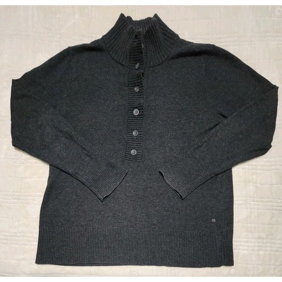 Eddie Bauer Other - Eddie‎ Bauer Gray Quarter Button  100% Cotton XL Sweater Mock Neck